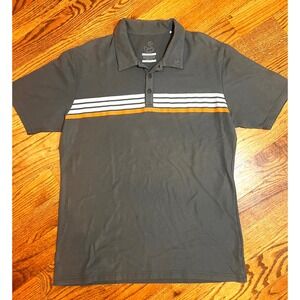 Swannies Mens Golf Polo Shirt XL Gray Striped Short Sleeve Cotton Blend Pique
